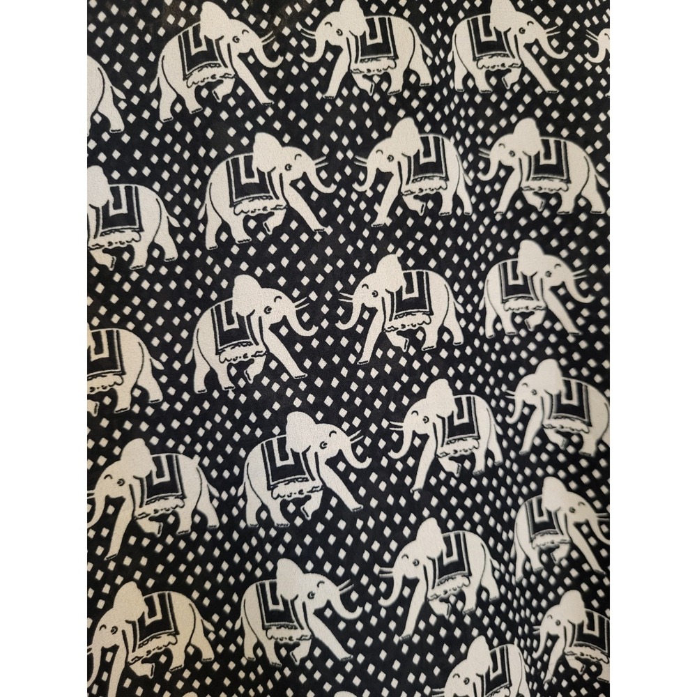 Black Tan Elephant Novelty Lightweight Roll Tab Sleeve Top Pixley Sz L - Picture 4 of 8